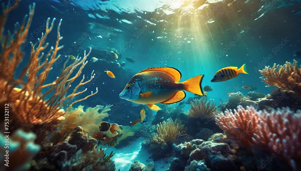 Fototapeta premium coral reef with fish