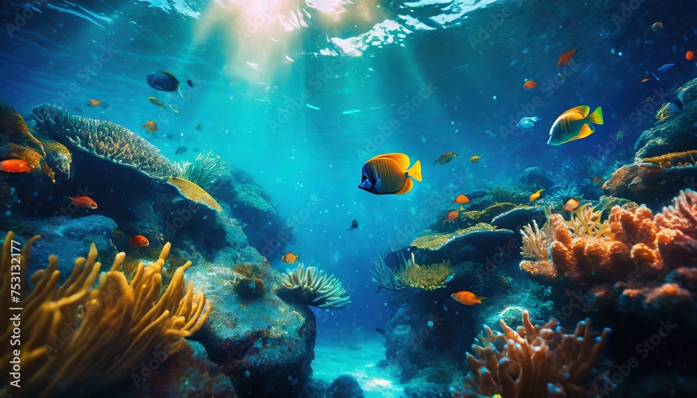 Fototapeta premium coral reef with fish