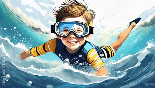 child with snorkel