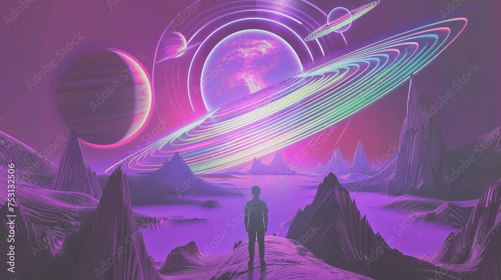 Pastel Spiritual, Surreal & Psychedelic Poster art, Synthwave and retrowave background.