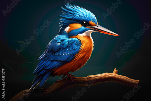 Striking kingfisher icon, with its vibrant plumage and sharp beak, representing agility and precision.