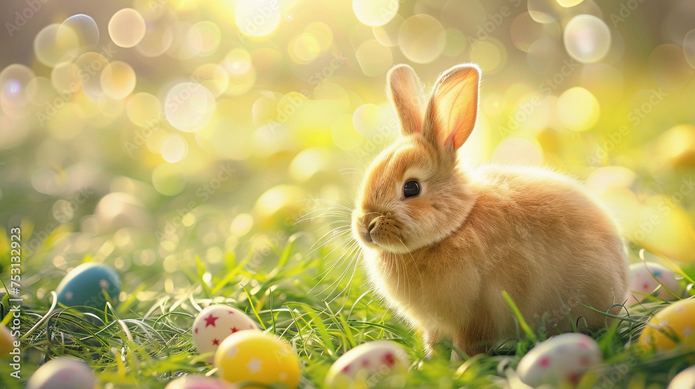 Fluffy yellow bunny Easter celebration Fluffy yellow bunny Easter celebration