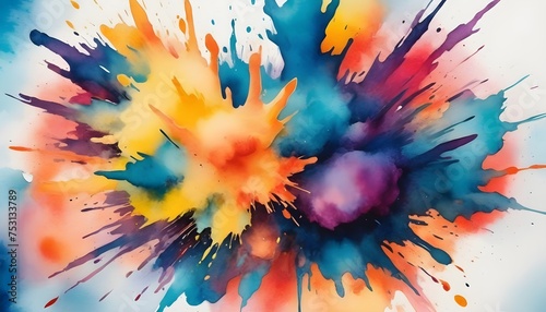 Photo explosive crazy abstraction of bright saturated watercolor colors photo