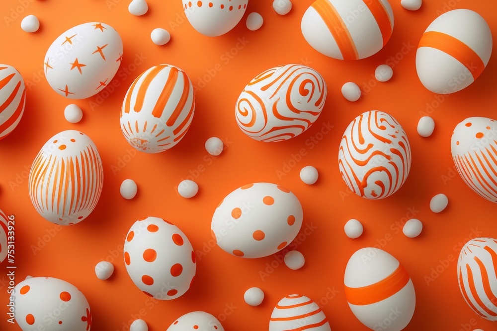 easter eggs on an orange background