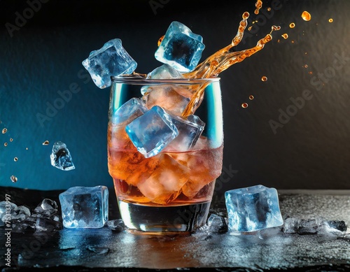 Watch as ice cubes cascade into a refreshing cocktail, adding a cool touch to your drink on a hot summer day.