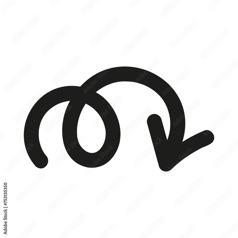 Hand drawn arrow element in doodle style. Cartoon style bold line arrow in black isolated on white background Hand drawn arrow element in doodle style. Cartoon style bold line arrow in black isolated on white background