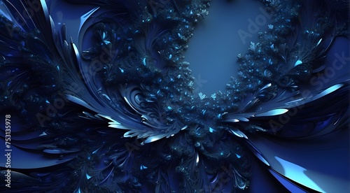 blue abstract snail, blue backdrop Abstract style blue fractal background.an abstract painting in the style of blue, with brilliant layers, intricate depictions of feathers, and dramatic, rich shading