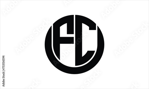 FC initial letter circle icon gaming logo design vector template. batman logo, sports logo, monogram, polygon, war game, symbol, playing logo, abstract, fighting, typography, icon, minimal, wings logo