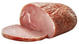 Sliced ham isolated on transparent background.