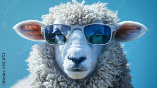 Sheep wearing sunglasses Blue BG