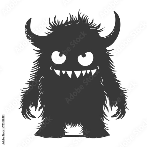 Silhouette cute monster black color only full body © NikahGeh