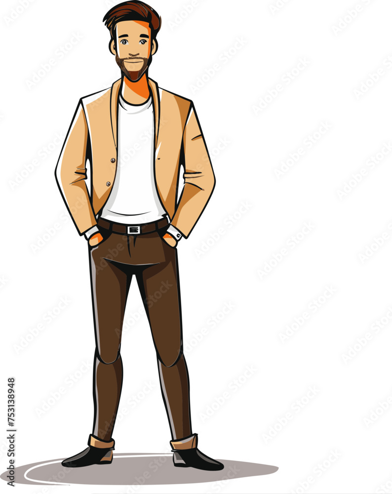 Fototapeta premium Man in Moonlight Lunar Reflection in Vector Art