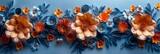 Spring, summer blue background of paper flowers. Postcard for International Women's Day and Mother's Day