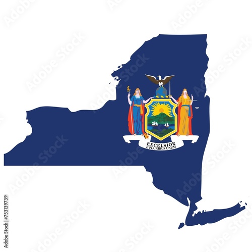 Outline of the borders of the U.S. state of New York with a flag