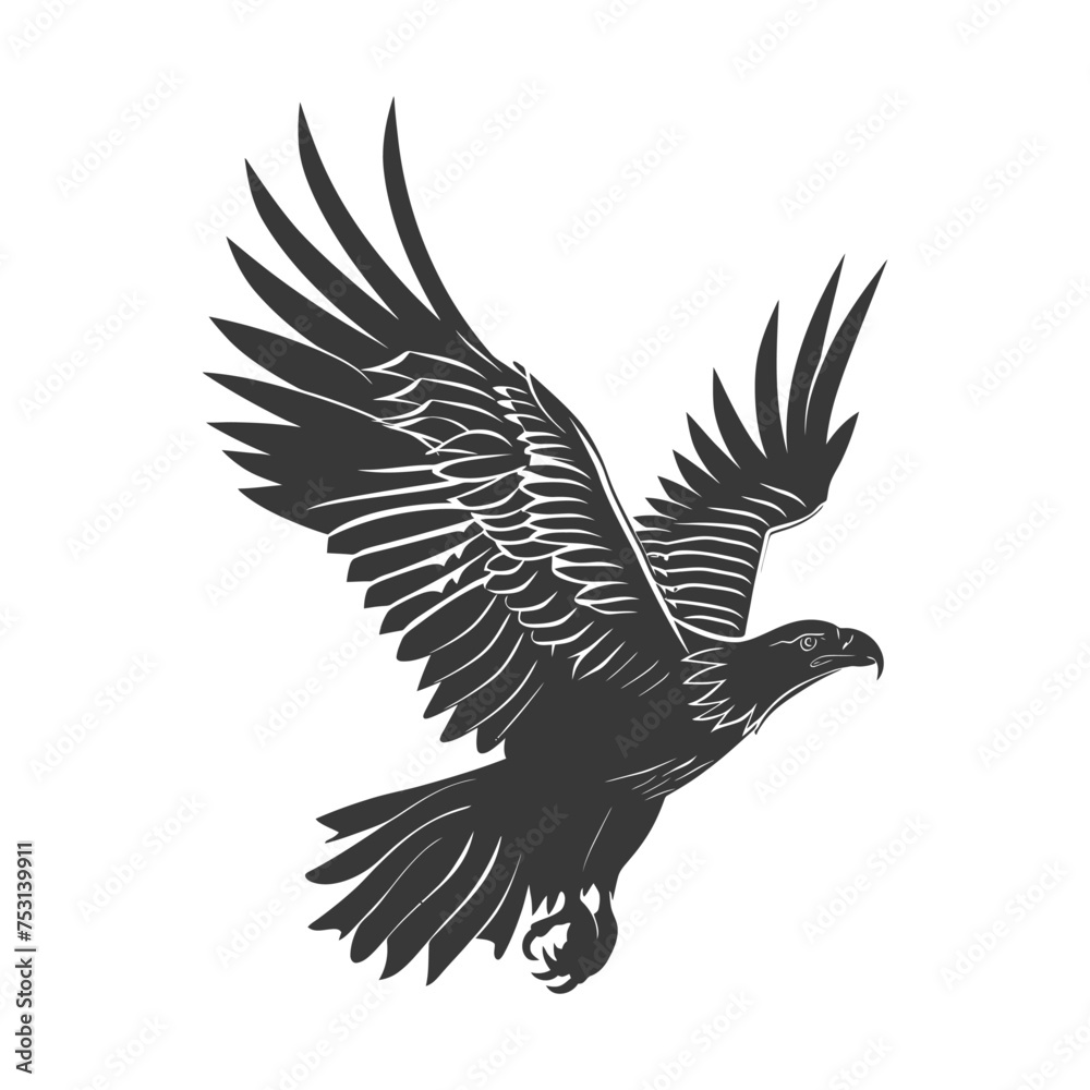 Silhouette eagle animal fly black color only full body Silhouette eagle animal fly black color only full body