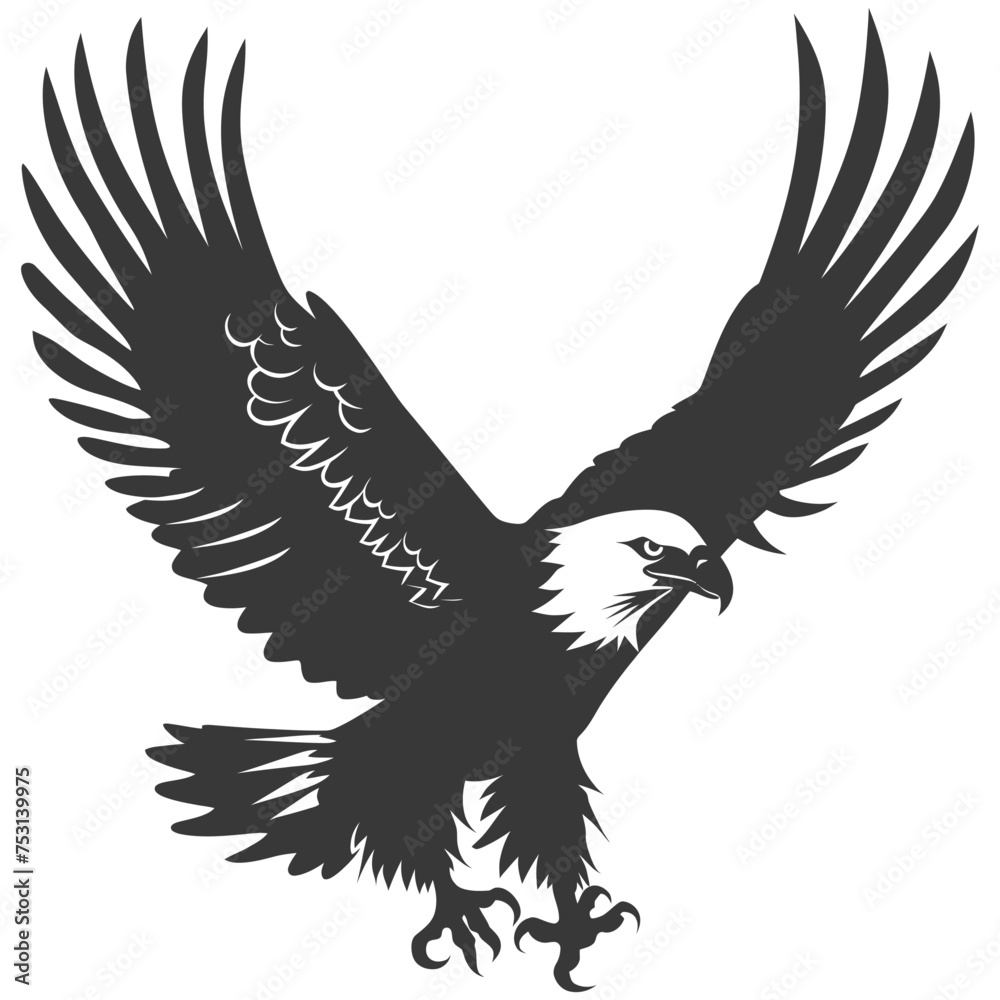 Silhouette eagle animal black color only full body Silhouette eagle animal black color only full body
