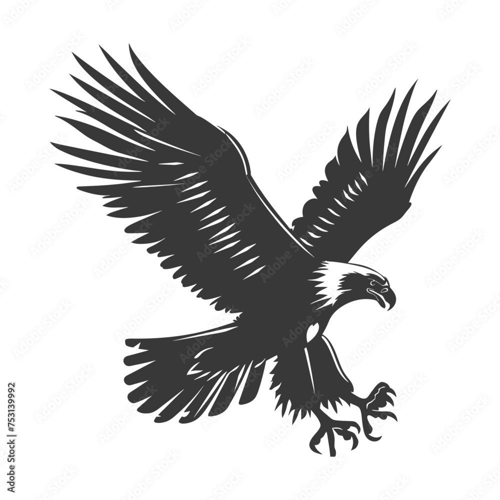 Silhouette eagle animal fly black color only full body Silhouette eagle animal fly black color only full body
