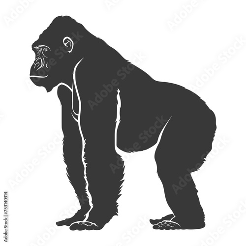 Silhouette gorilla animal black color only full body