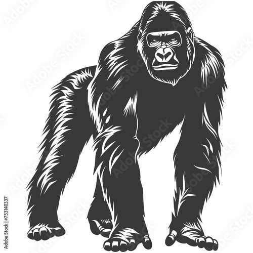 Silhouette gorilla animal black color only full body