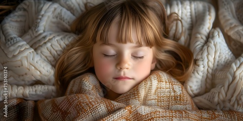 A peaceful child slumbers under a cozy blanket immersed in delightful dreams. Concept Cozy Blanket, Peaceful Sleeping, Childhood Dreams, Delightful Imaginations, Innocent Slumber © Ян Заболотний