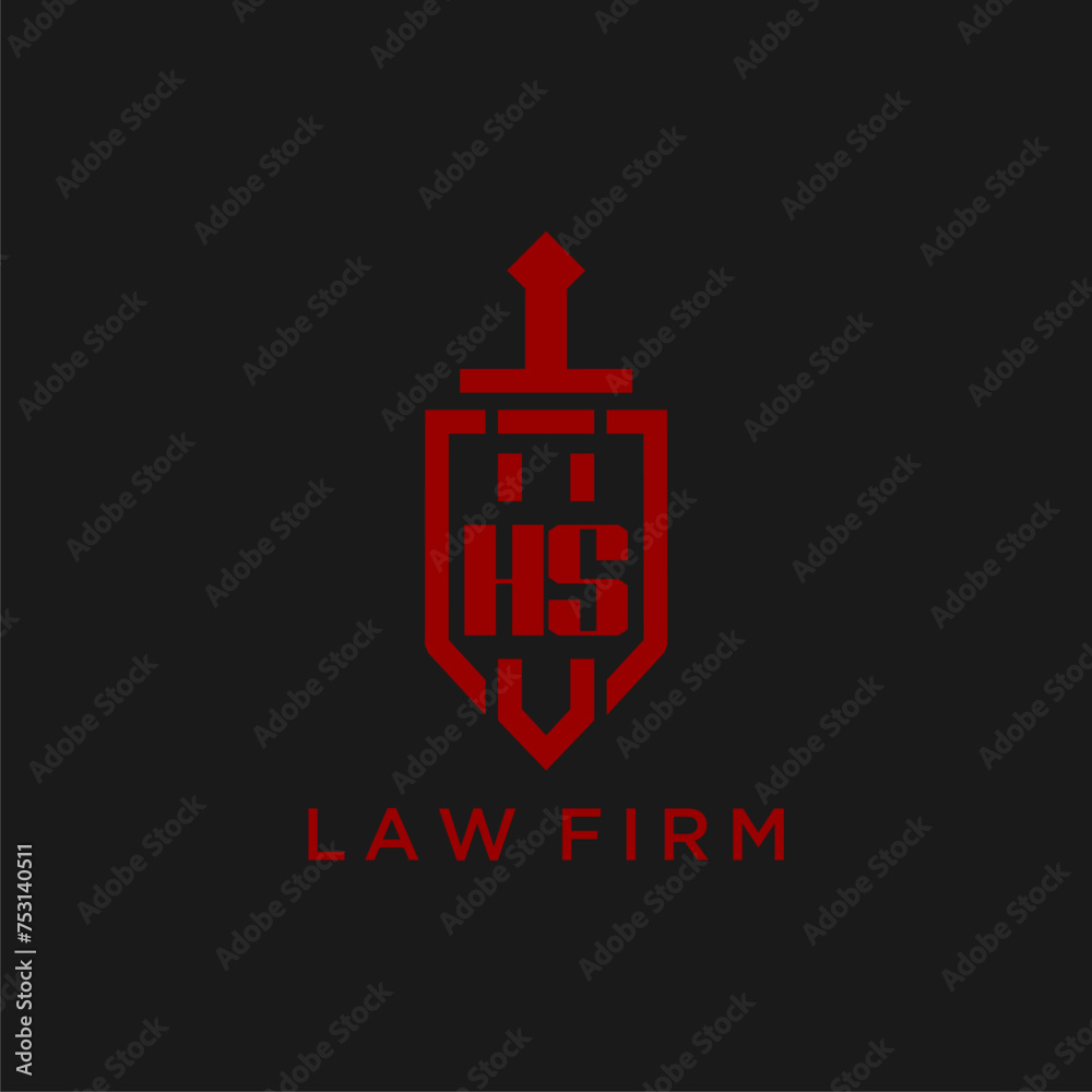 HS initial monogram for law firm with sword and shield logo image HS initial monogram for law firm with sword and shield logo image
