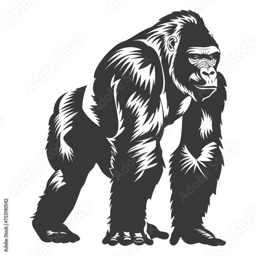 Silhouette gorilla animal black color only full body