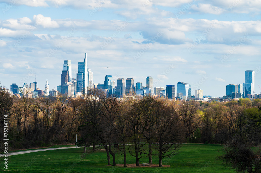 Philadelphia city skyline in the morning