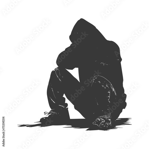 Silhouette homeless black color only full body