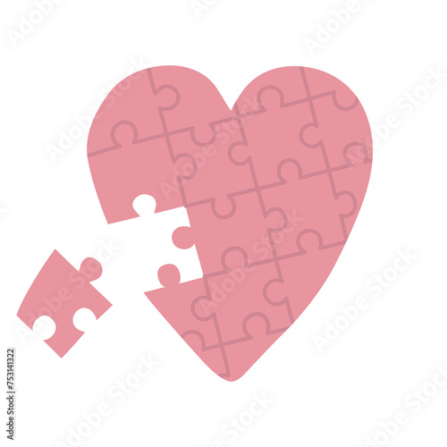 Vector illustration cute doodle puzzle heart for digital stamp,greeting card,sticker,icon, design