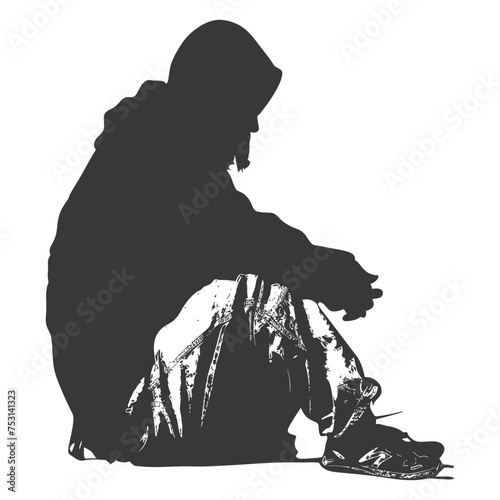 Silhouette homeless black color only full body