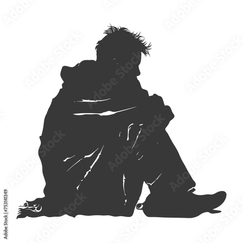 Silhouette homeless black color only full body