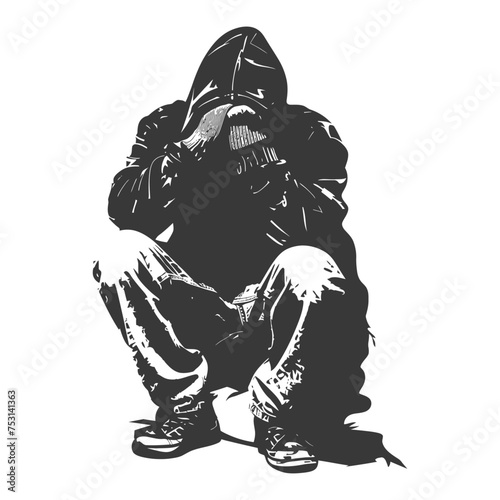 Silhouette homeless black color only full body