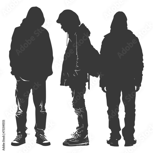 Silhouette homeless black color only full body