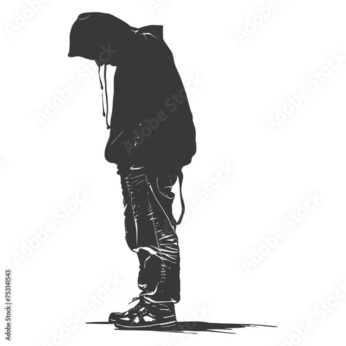 Silhouette homeless black color only full body
