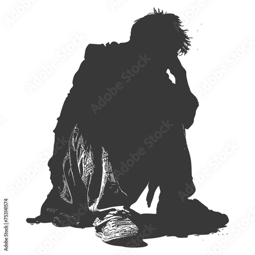 Silhouette homeless black color only full body