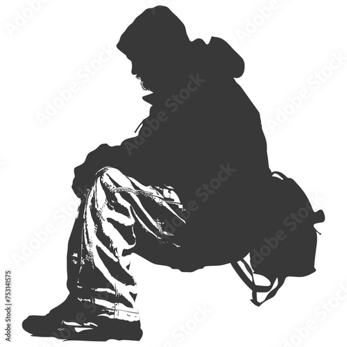 Silhouette homeless black color only full body