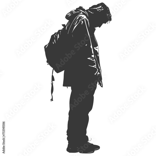 Silhouette homeless black color only full body