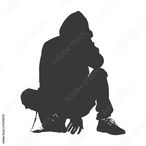 Silhouette homeless black color only full body