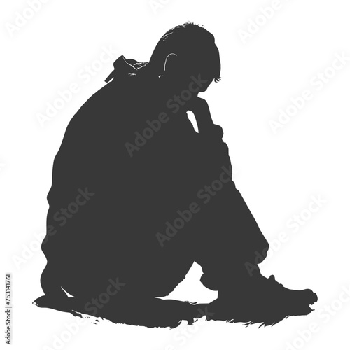 Silhouette homeless black color only full body