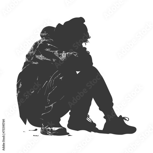 Silhouette homeless black color only full body