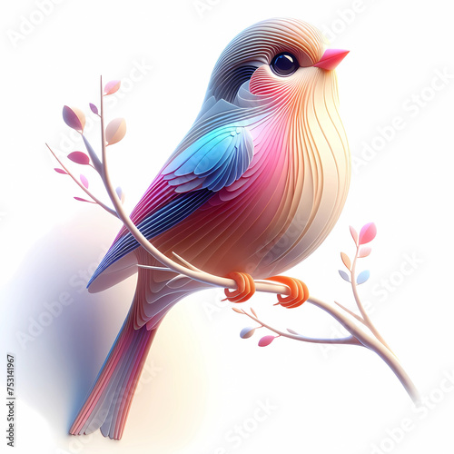 songbird bird watercolor style image with white background