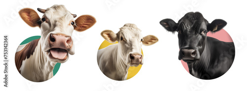 cow face user pic shot isolated on transparent background cutout © Generative ART