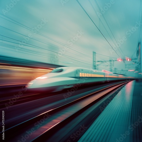 Bright light colored dreamy lighting daytime bullet train modern sleek commercial photography.