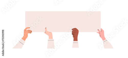 Different people's hands hold a sheet of paper