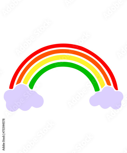 Rainbow clip art design on plain white transparent isolated background for card, shirt, hoodie, sweatshirt, apparel, tag, mug, icon, poster or badge