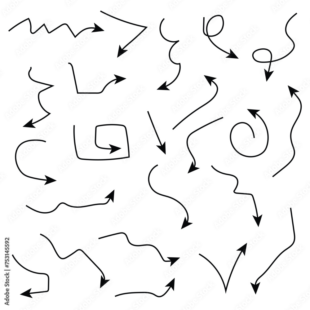 The collection of hand drawn arrows. Arrows set on the white background 2 3 The collection of hand drawn arrows. Arrows set on the white background 2 3