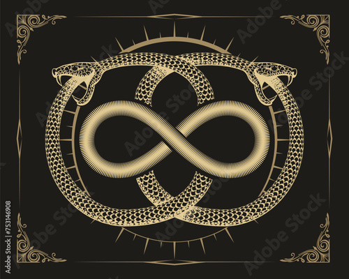 Ouroboros Snakes And Infinity Sign Esoteric Emblem