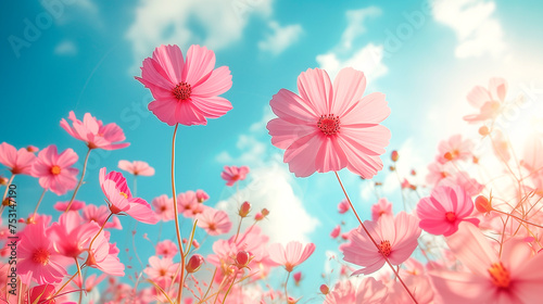 Spring Concept. Delicate flowers on the background of blue sky. © Алекс Ренко