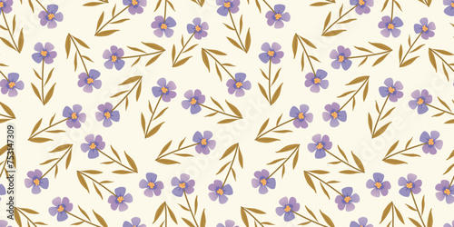 Simple vector flower seamless background. Minimalistic abstract floral pattern. Modern print in beige color. Ideal for textile design  screensavers  covers  birthday cards  invitations and posters.