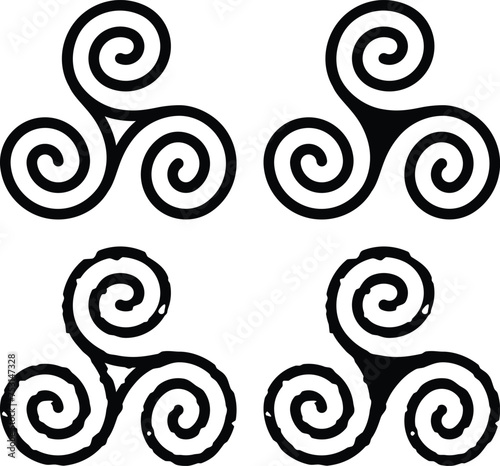 Celtic Triskele Spirals - Clean lines and Grunge
